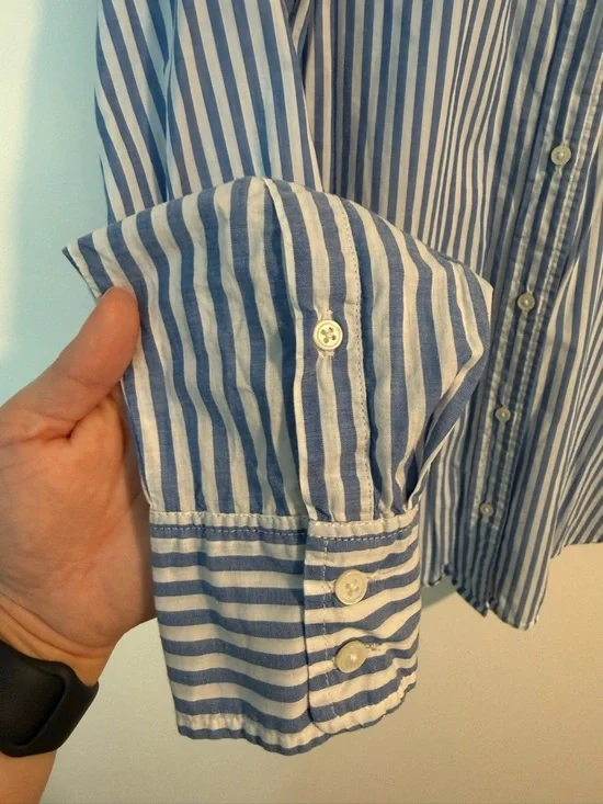 J. Crew Women’s Blue and White Striped Button-Down Shirt - Picture 3 of 5